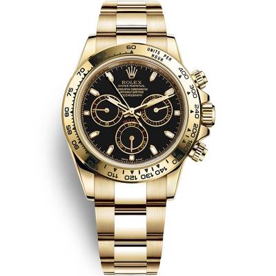 ROLEX DAYTONA COSMOGRAPH 40MM FULL YELLOW GOLD BLACK DIAL REF: 116508