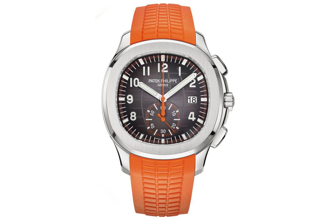 PATEK PHILIPPE AQUANAUT 42.2MM CHRONOGRAPH ORANGE STRAP REF: 5968A-001