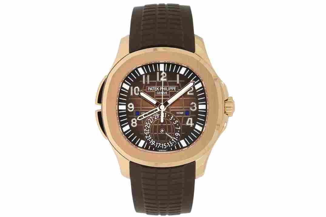 PATEK PHILIPPE AQUANAUT 40.8MM DATE BROWN STRAP ROSE GOLD REF: 5164R-001