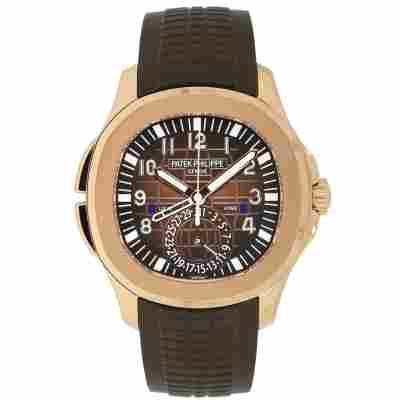 PATEK PHILIPPE AQUANAUT 40.8MM DATE BROWN STRAP ROSE GOLD REF: 5164R-001