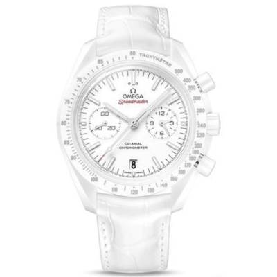 OMEGA SPEEDMASTER DARK SIDE OF THE MOON CO-AXIAL CHRONOMETER CHRONOGRAPH 44.25MM, WHITE CERAMIC ON LEATHER STRAP, REF: 311.93.44.51.04.002