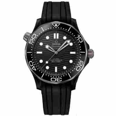 OMEGA SEAMASTER DIVER 300M CO-AXIAL MASTER CHRONOMETER 43.5MM, BLACK CERAMIC ON RUBBER STRAP, REF: 210.92.44.20.01.001