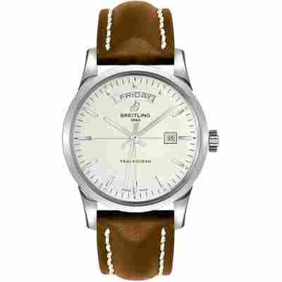 BREITLING TRANSOCEAN DAY&DATE 43 MM STEEL LEATHER  REF: A4531012