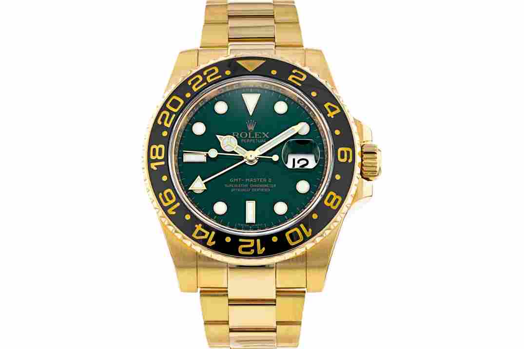ROLEX GMT-MASTER II 18K GOLD GREEN DIAL 40MM REF: 116718LN