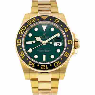 ROLEX GMT-MASTER II 18K GOLD GREEN DIAL 40MM REF: 116718LN