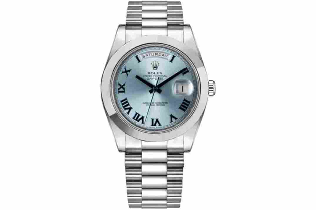 ROLEX DAY-DATE II PLATINUM ICE BLUE DIAL 41MM REF: 218206