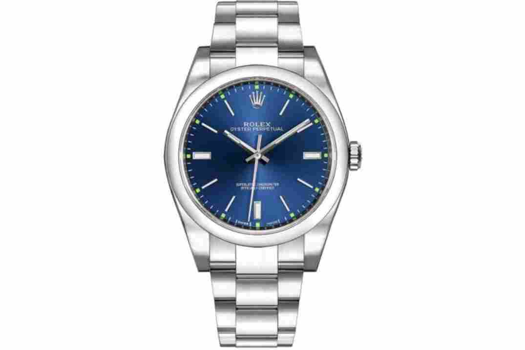 ROLEX OYSTER PERPETUAL BLUE DIAL STEEL 39MM REF: 114300