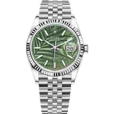 ROLEX DATEJUST AUTOMATIC STEEL OLIVE DIAL 36MM REF: 126234