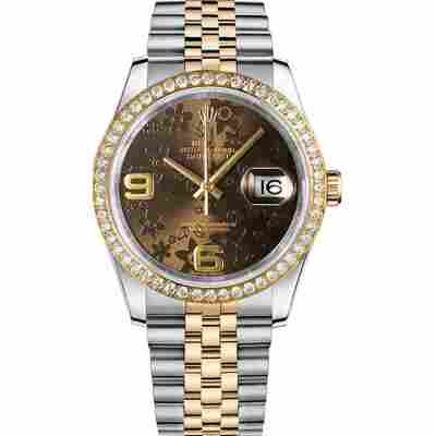 ROLEX DATEJUST GOLD&STEEL ORIGINAL DIAMOND BEZEL REF: 116243