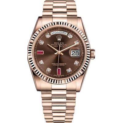 ROLEX DAY-DATE 36MM EVEROSE GOLD CHOCOLATE DIAL REF: 118235