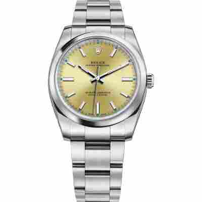 ROLEX OYSTER PERPETUAL 34MM YELLOW DIAL AUTOMATIC REF: 114200