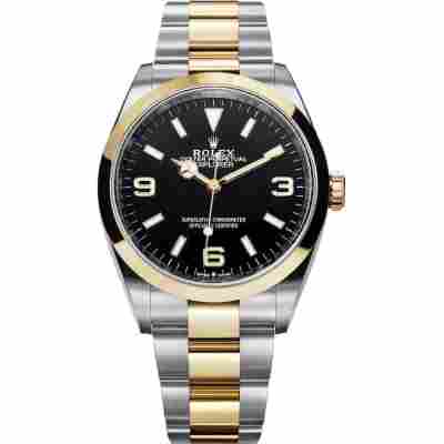 ROLEX EXPLORER I 36MM 18 YELLOW GOLD & STEEL AUTMATIC REF: 124273