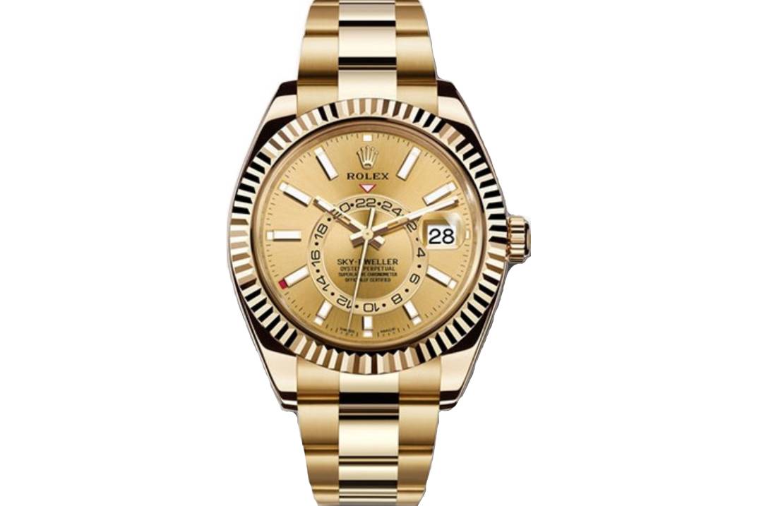 ROLEX SKY-DWELLER 42MM YELLOW GOLD CHAMPAGNE DIAL REF: 326938