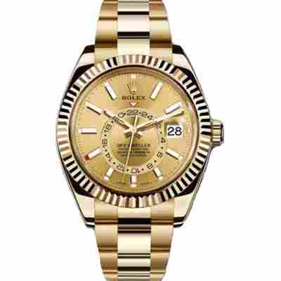 ROLEX SKY-DWELLER 42MM YELLOW GOLD CHAMPAGNE DIAL REF: 326938