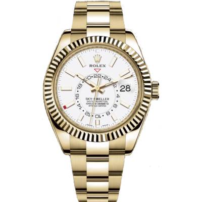 ROLEX SKY-DWELLER 42MM YELLOW GOLD WHITE DIAL REF: 326938
