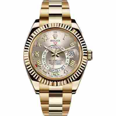 ROLEX SKY-DWELLER 42MM YELLOW GOLD SUNDUST DIAL REF: 326938