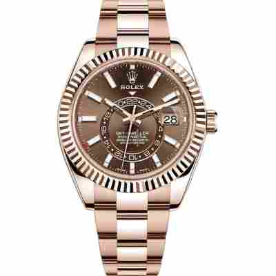 ROLEX SKY-DWELLER 42MM ROSE GOLD CHOCOLATE DIAL REF: 326935