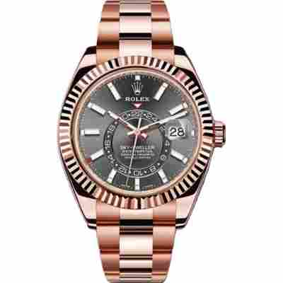 ROLEX SKY-DWELLER 42MM ROSE GOLD DARK RHODIUM DIAL REF: 326935