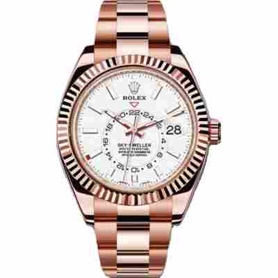 ROLEX SKY-DWELLER 42MM ROSE GOLD WHITE DIAL REF: 326935