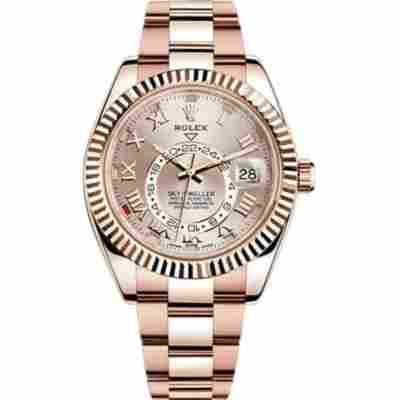 ROLEX SKY-DWELLER 42MM ROSE GOLD SUNDUST DIAL REF: 326935