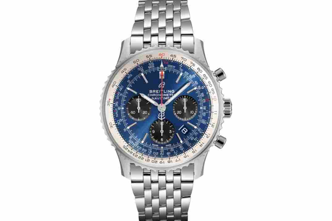 BREITLING NAVITIMER WORLD 46MM GMT CHRONOGRAPH BLUE DIAL REF: A24322