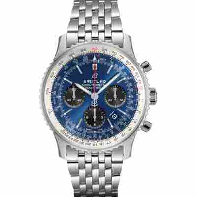 BREITLING NAVITIMER WORLD 46MM GMT CHRONOGRAPH BLUE DIAL REF: A24322