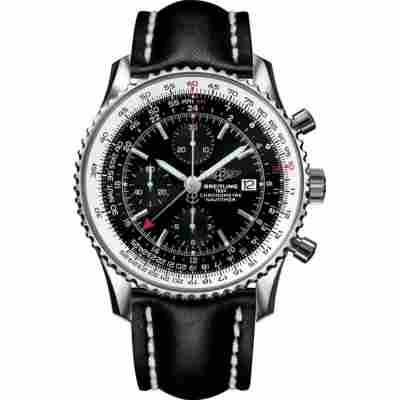 BREITLING NAVITIMER WORLD 46MM CHRONOGRAPH LEATHER STRAP REF: A2432212|C651|101X