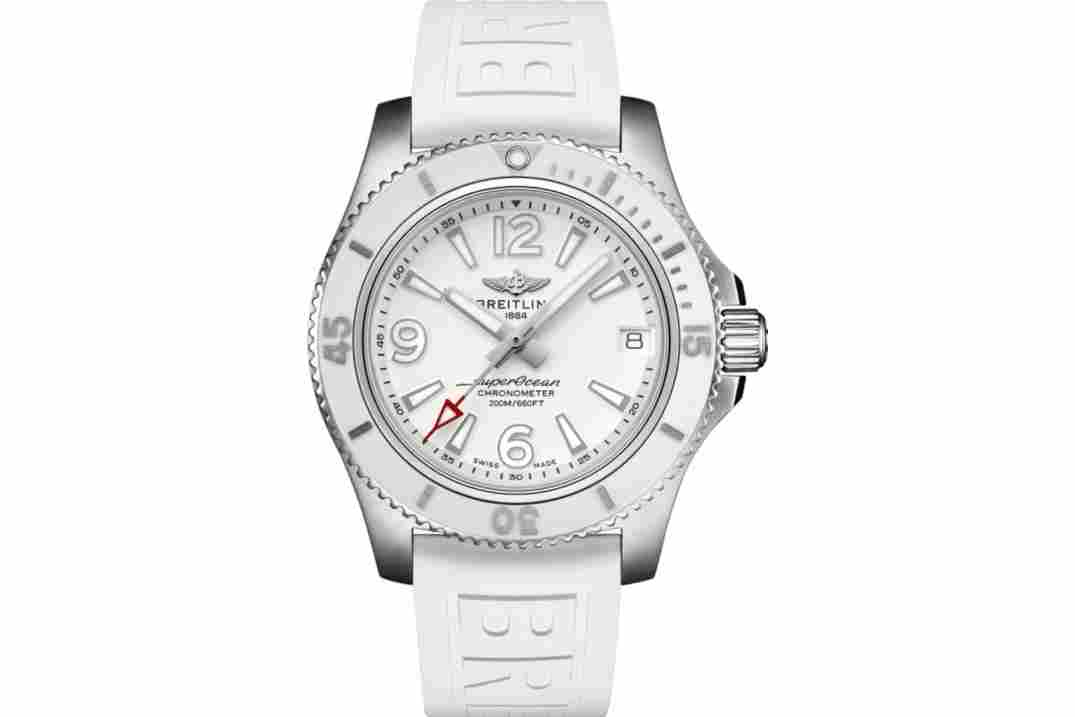 BREITLING SUPEROCEAN 36MM WHITE DIAL RUBBER STRAP REF: A17316D21A1A1