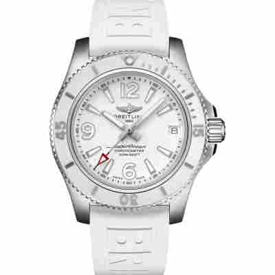 BREITLING SUPEROCEAN 36MM WHITE DIAL RUBBER STRAP REF: A17316D21A1A1