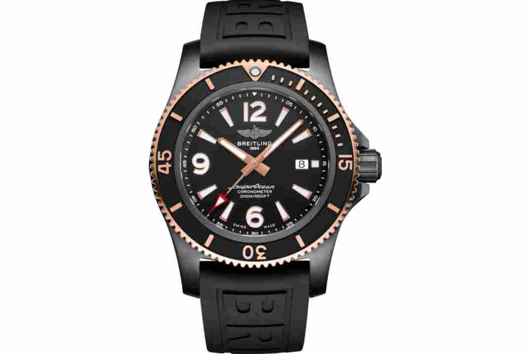 BREITLING SUPEROCEAN 36MM BLACK DIAL RUBBER STRAP REF: U17368221B1S1