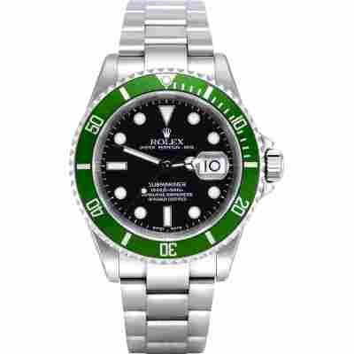 ROLEX SUBMARINER DATE ''KERMIT'' 40MM BLACK DIAL STEEL REF: 16610LV