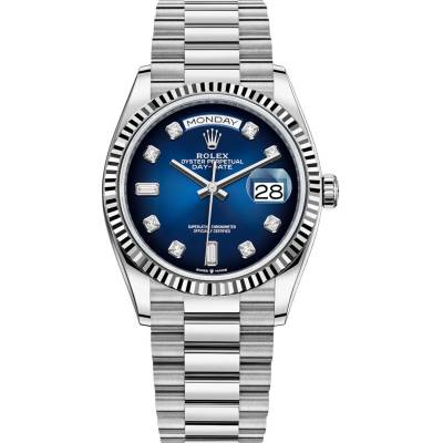 ROLEX DAY-DATE 36 WHITE GOLD PRESIDENT GRADUATED DIAMOND REF: 128239