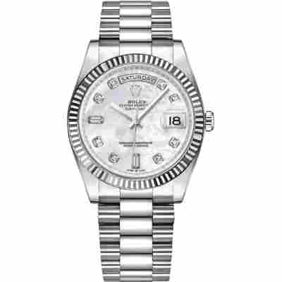 ROLEX DAY-DATE 36 MOP DIAMOND DIAL FLUTED BEZEL REF: 128239