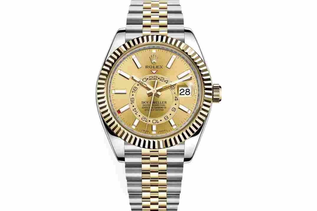 ROLEX SKY-DWELLER 42 YELLOW GOLD&STEEL GOLD DIAL JUBILEE REF: 326933