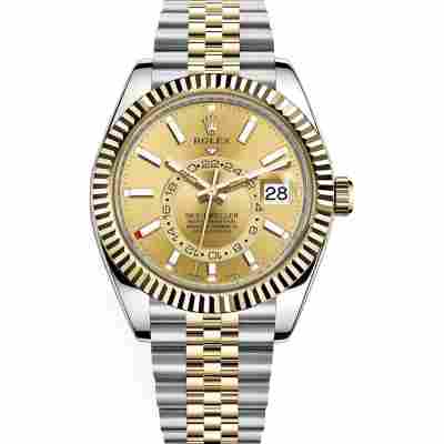 ROLEX SKY-DWELLER 42 YELLOW GOLD&STEEL GOLD DIAL JUBILEE REF: 326933