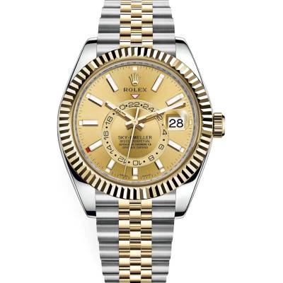 ROLEX SKY-DWELLER 42 YELLOW GOLD&STEEL GOLD DIAL JUBILEE REF: 326933