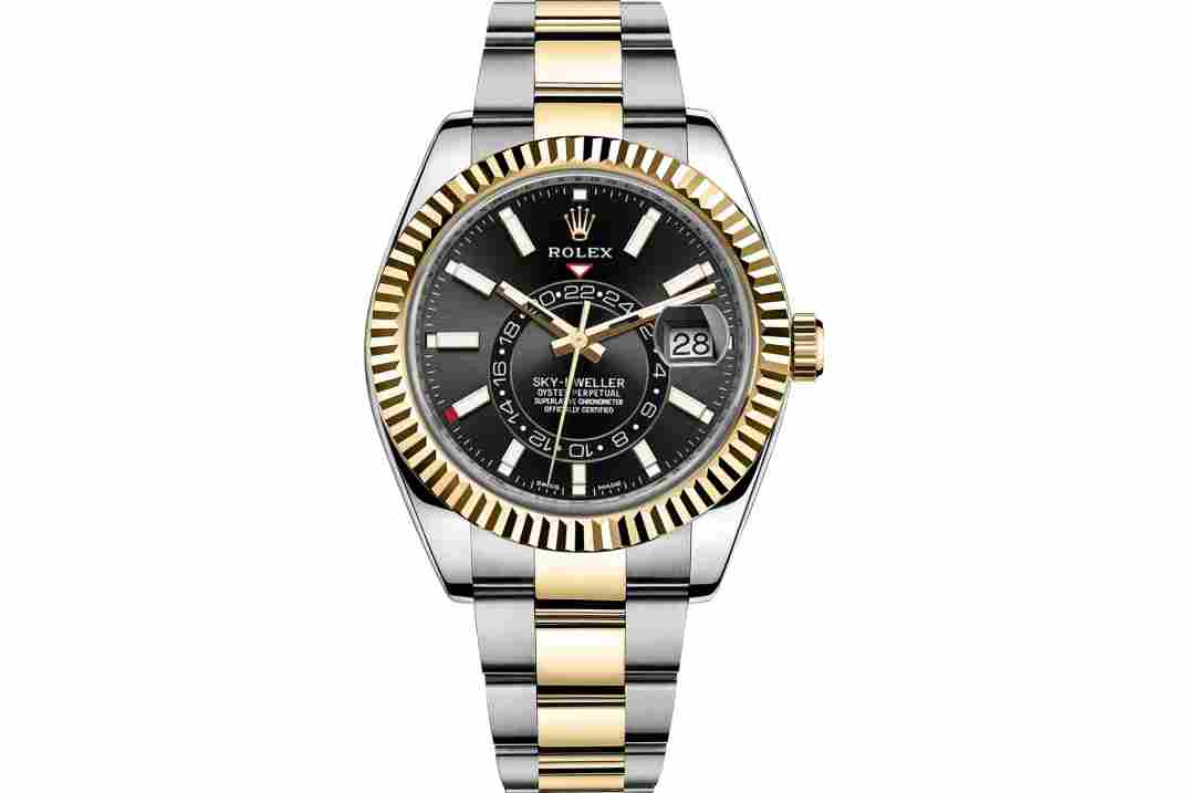 ROLEX SKY-DWELLER 42 YELLOW GOLD BLACK DIAL ANNUAL CALENDAR REF: 326933