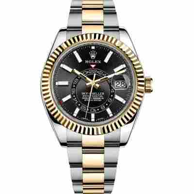 ROLEX SKY-DWELLER 42 YELLOW GOLD BLACK DIAL ANNUAL CALENDAR REF: 326933