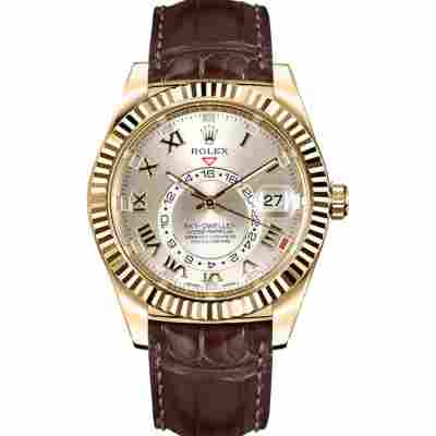 ROLEX SKY-DWELLER 42 YELLOW GOLD LEATHER ANNUAL CALENDAR REF: 326138