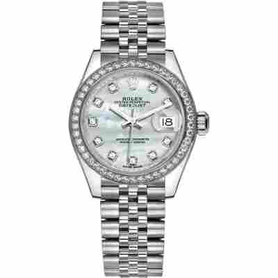 ROLEX LADY DATEJUST 28 WHITE GOLD&STEEL MOP JUBILEE REF: 279384RBR