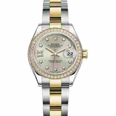 ROLEX LADY DATEJUST 28 YELLOW GOLD&STEEL DIAMOND BEZEL REF: 279383RBR-0004