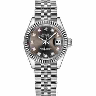 ROLEX LADY DATEJUST 28 WHITE GOLD&STEEL GREY DIAL JUBILEE REF: 279174