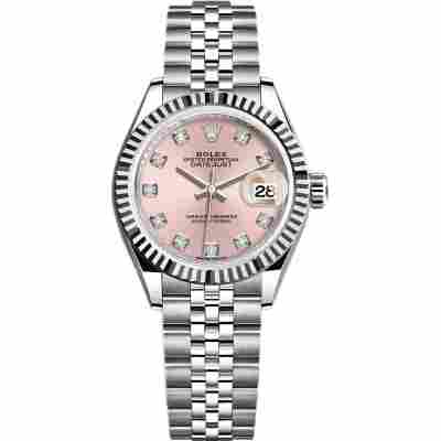 ROLEX LADY DATEJUST 28 WHITE GOLD&STEEL PINK DIAL JUBILEE REF: 279174