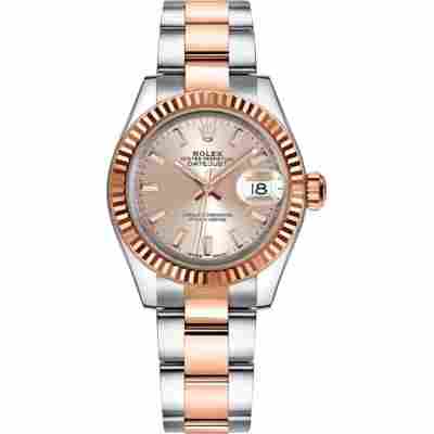 ROLEX LADY DATEJUST 28 ROSEGOLD&STEEL SUNDUST DIAL OYSTER REF: 279171