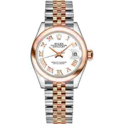 ROLEX LADY DATEJUST 28 ROSEGOLD&STEEL WHITE DIAL JUBILEE REF: 279161