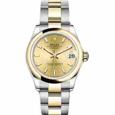 ROLEX DATEJUST 31 YELLOW GOLD&STEEL GOLD DIAL OYSTER REF: 278243 