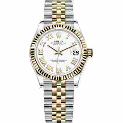 ROLEX DATEJUST 31 YELLOW GOLD&STEEL WHITE DIAL JUBILEE AUTOMATIC REF: 278273