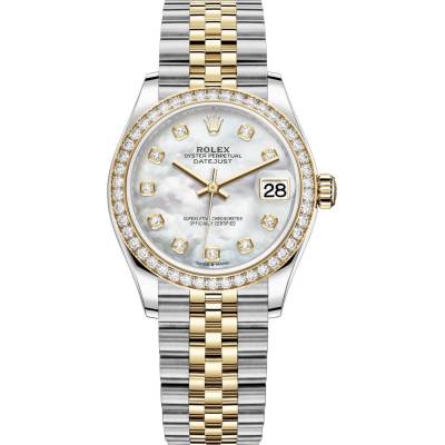 ROLEX DATEJUST 31 YELLOW GOLD&STEEL MOP JUBILEE DIAMOND BEZEL REF: 278383RBR