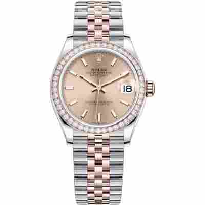 ROLEX DATEJUST 31 ROSE GOLD&STEEL CHAMPAGNE DIAL JUBILEE DIAMOND REF: 278381RBR