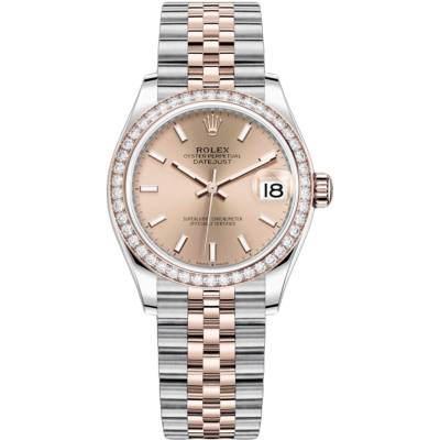 ROLEX DATEJUST 31 ROSE GOLD&STEEL CHAMPAGNE DIAL JUBILEE DIAMOND REF: 278381RBR